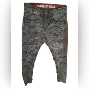 Men's Skinny Jeans in Distressed Gray
